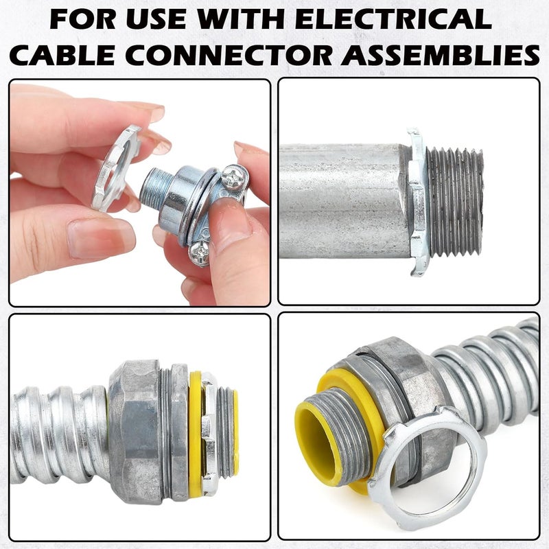 Yaocom 50 Pcs Electrical Conduit Lock Nut Rigid Lock Nut Galvanized Steel Sealing Electrical Conduits Fittings for Rigid IMC Chemical Pipelines and Industry, Silver(3/4 Inch) - Image 5